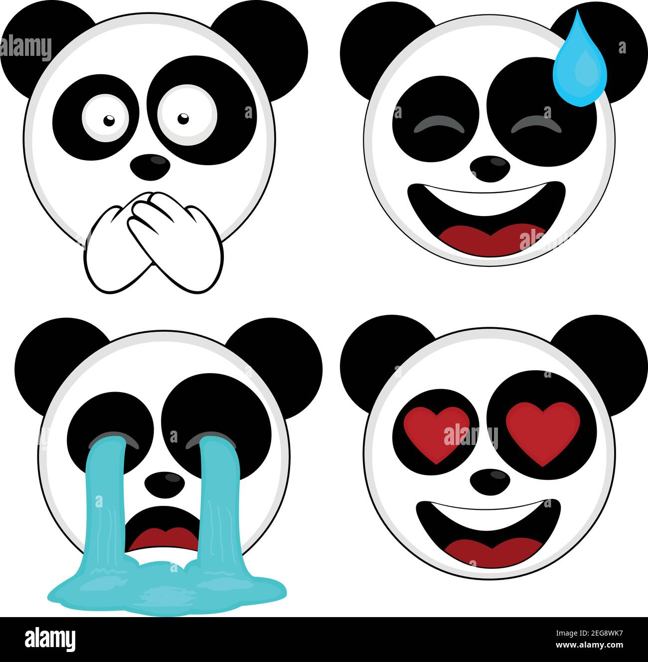 Illustration vectorielle des expressions d'un dessin animé d'ours panda Illustration de Vecteur