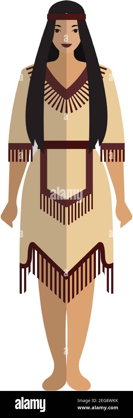 Femme autochtone indienne d'amérique vecteur isolé sur blanc Illustration de Vecteur