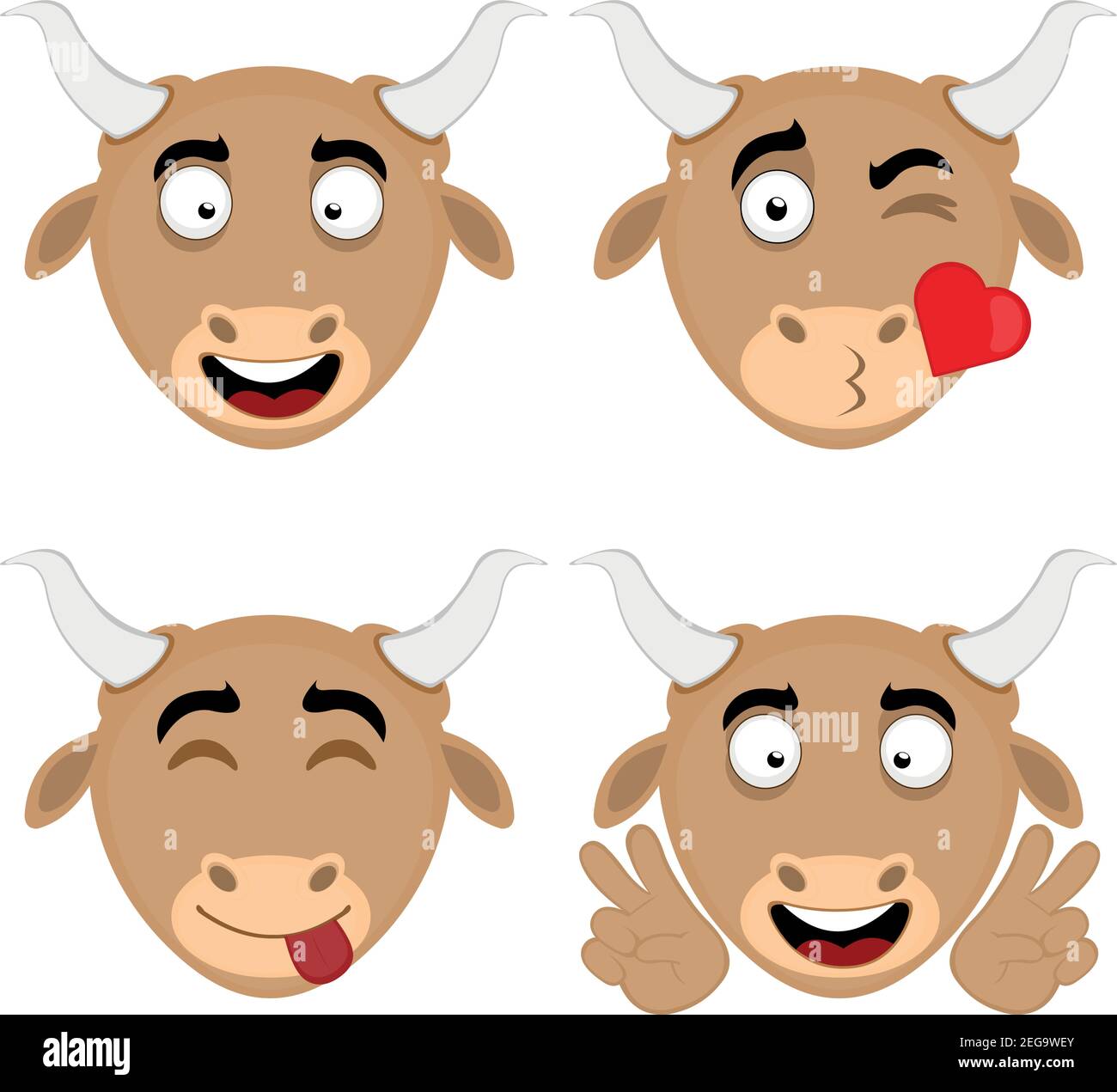 Illustration vectorielle des expressions d'une caricature de taureau Illustration de Vecteur