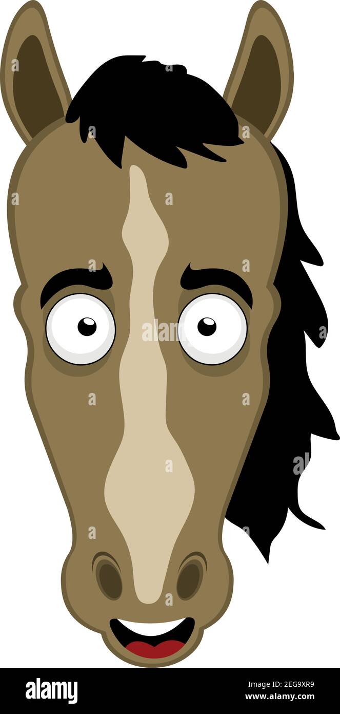 Illustration vectorielle de la tête d'un cheval de dessin animé avec un heureux expression Illustration de Vecteur