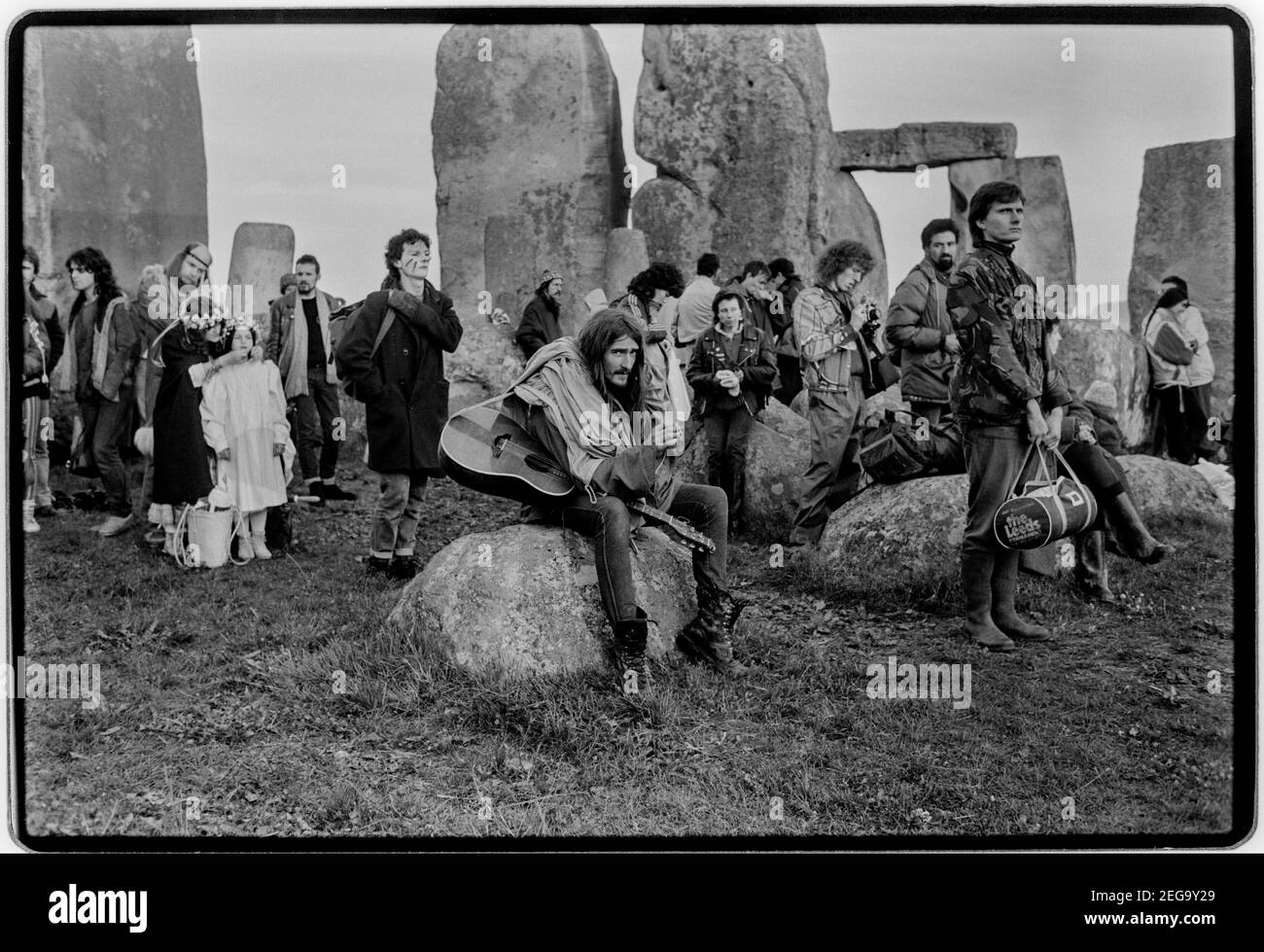 Stonehenge Wiltshire Angleterre solstice d'été 21 juin 1987 Banque D'Images