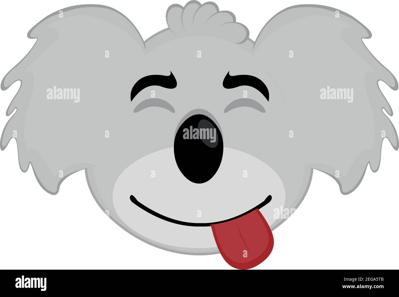Vecteur émoticône illustration dessin animé de la tête d'un koala avec une expression joyeuse de plaisir avec ses yeux fermés et en collant sa langue Illustration de Vecteur
