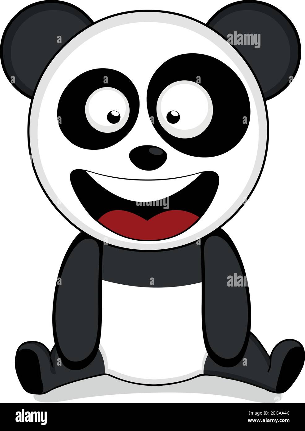 Illustration vectorielle d'un joli personnage de panda de dessin animé, assis et avec une expression heureuse Illustration de Vecteur