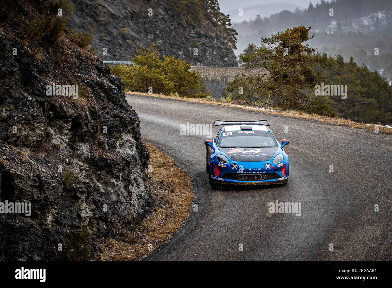 43 Emmanuel GUIGOU (FRA), Alexandre CORIA (FRA), ALPINE A110, RGT RGT cars, action pendant le Championnat du monde de rallye WRC 2021, Monte Carlo Rally du 20 au 24 janvier 2021 à Monaco - photo Grégory Lenormand / DPPI Banque D'Images
