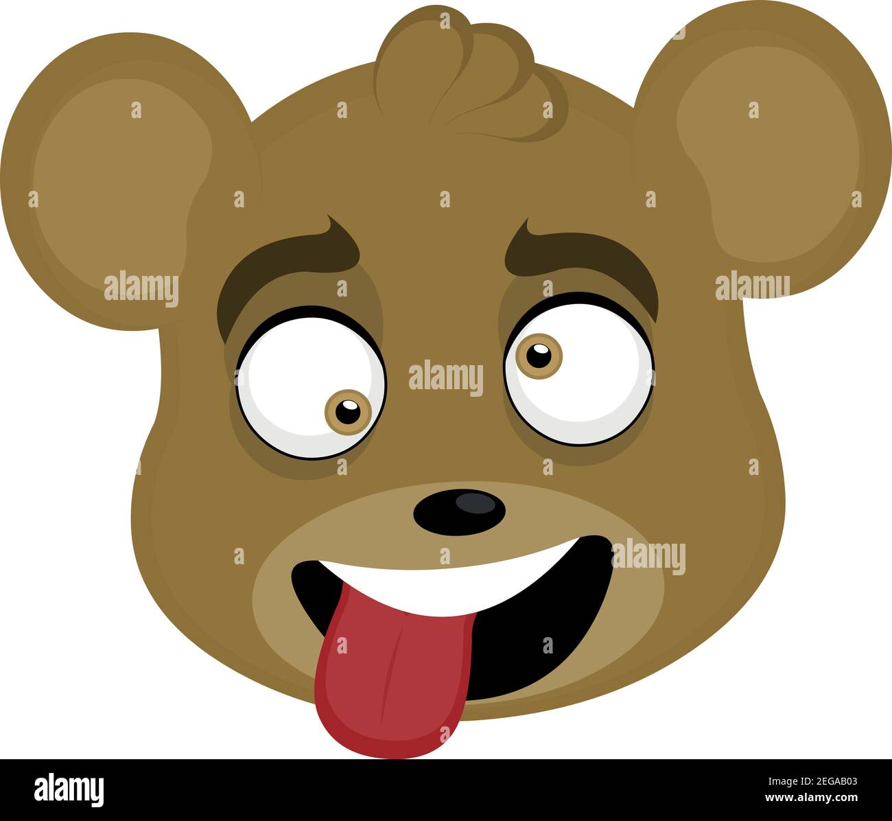 Illustration vectorielle caricature de la tête d'un ours avec une expression moqueuse avec des yeux sauvages et en collant sa langue avec une bouche ouverte Illustration de Vecteur