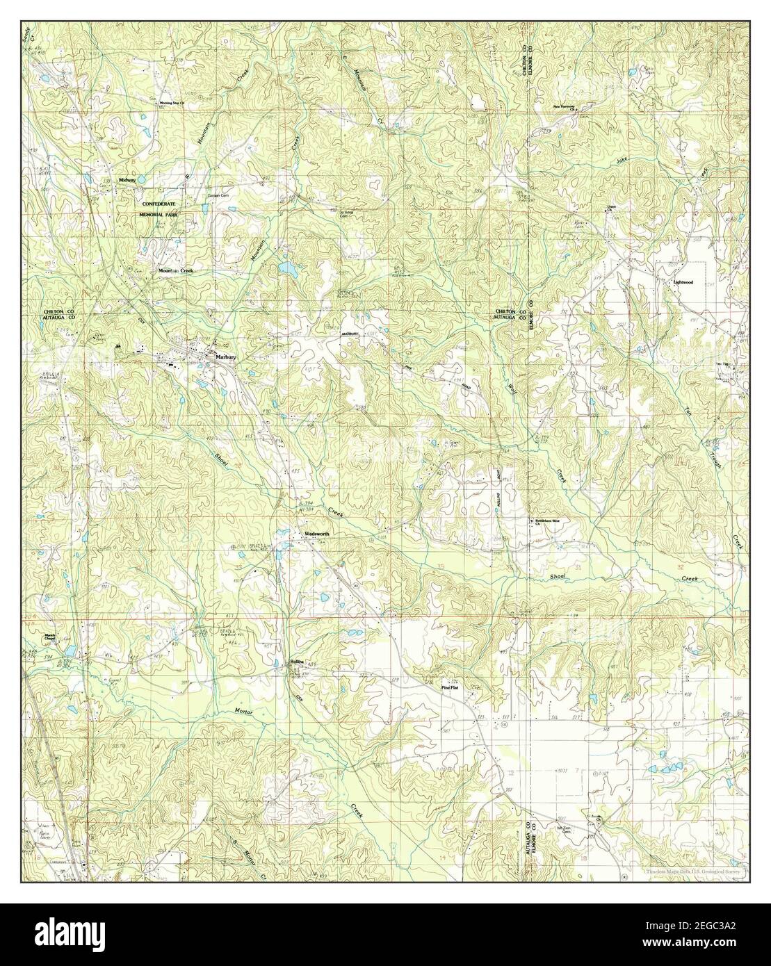 Marbury, Alabama, carte 1987, 1:24000, États-Unis d'Amérique par Timeless Maps, données U.S. Geological Survey Banque D'Images