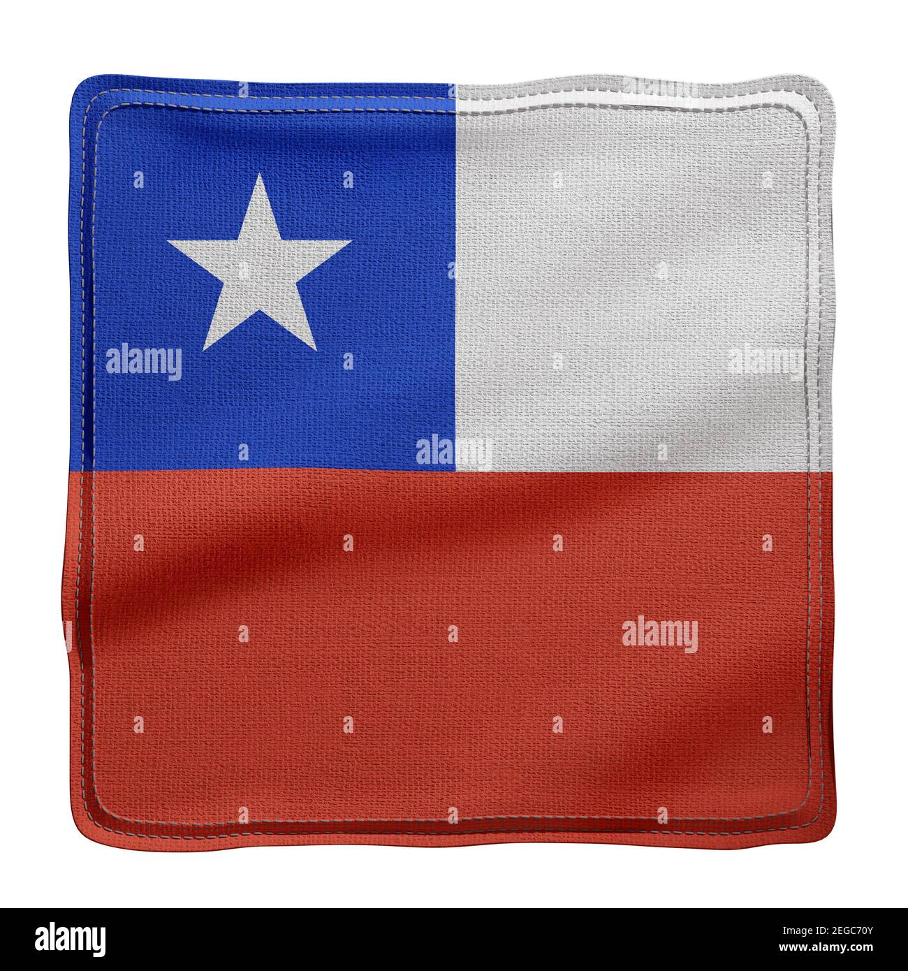 Rendu 3d d'un drapeau national du Chili sur tissu isolé arrière-plan blanc Banque D'Images