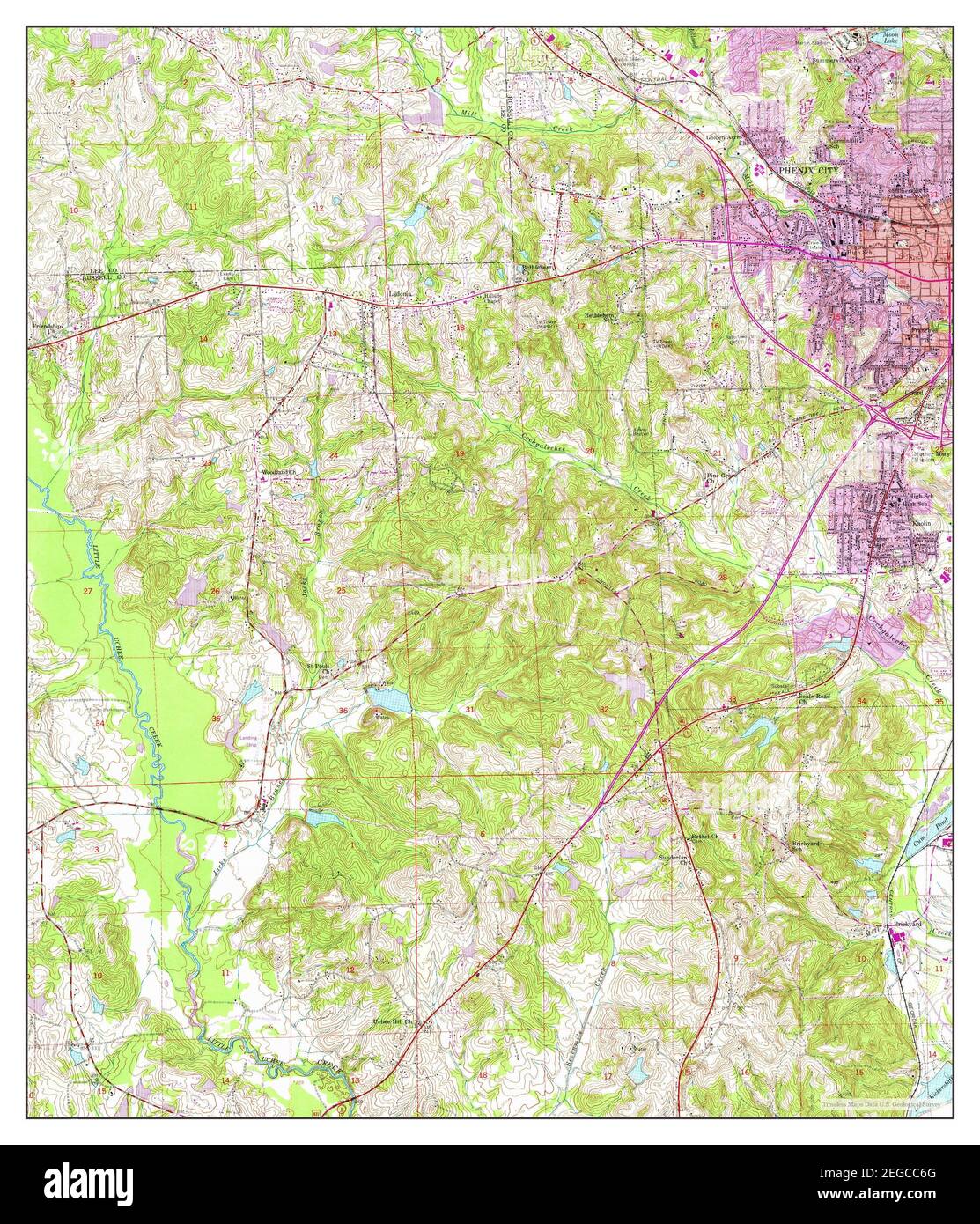 Phénix City, Alabama, carte 1955, 1:24000, États-Unis d'Amérique par Timeless Maps, données U.S. Geological Survey Banque D'Images