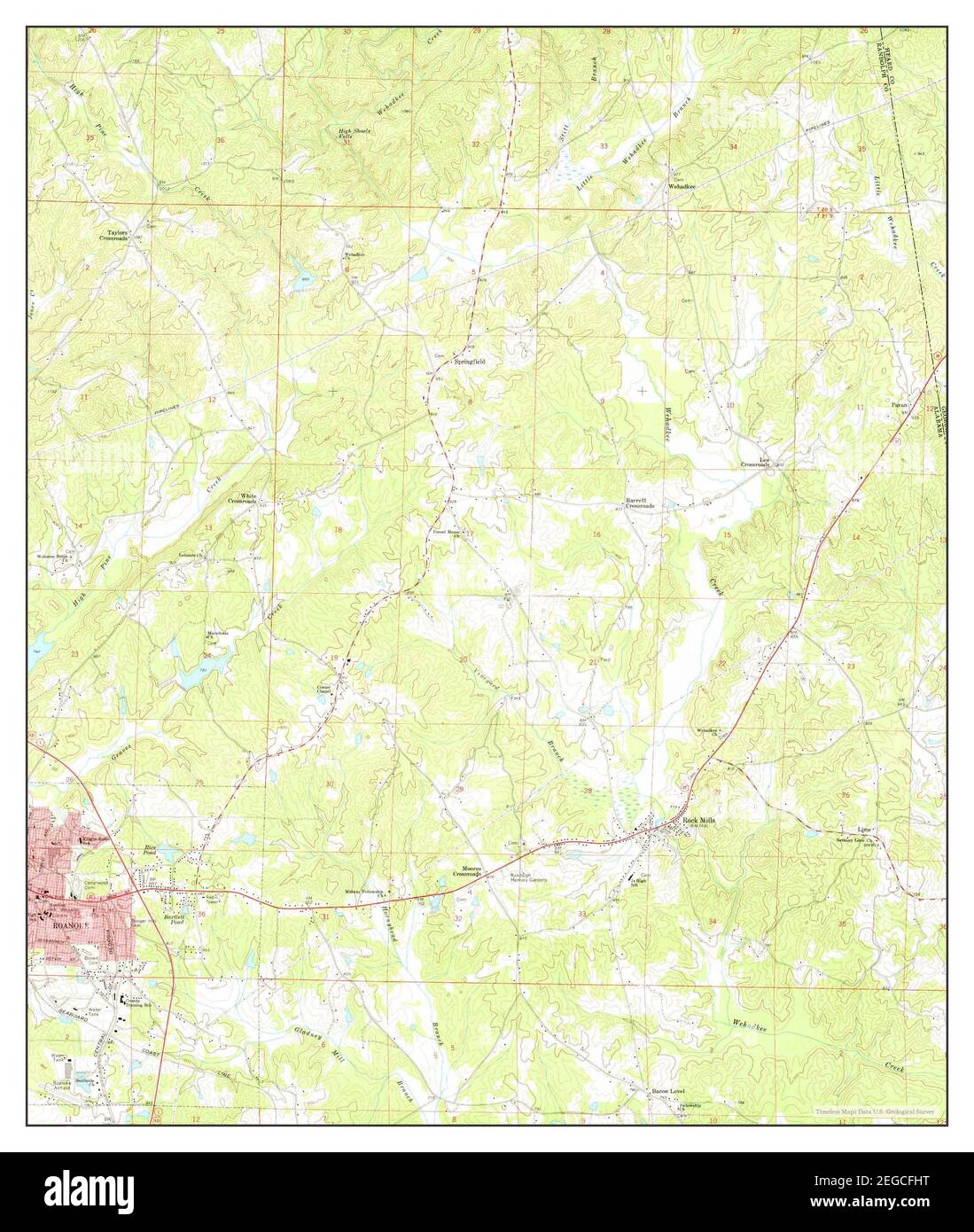 Roanoke East, Alabama, carte 1969, 1:24000, États-Unis d'Amérique par Timeless Maps, données U.S. Geological Survey Banque D'Images