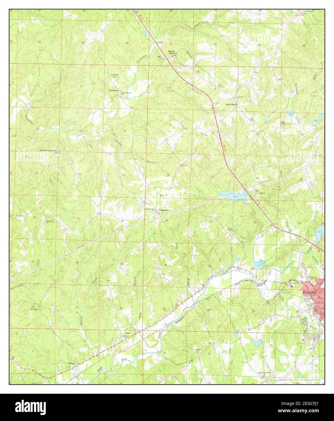 Roanoke West, Alabama, carte 1969, 1:24000, États-Unis d'Amérique par Timeless Maps, données U.S. Geological Survey Banque D'Images