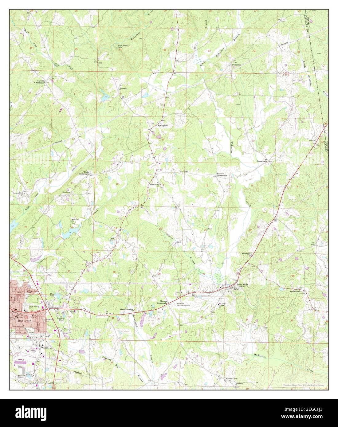 Roanoke East, Alabama, carte 1969, 1:24000, États-Unis d'Amérique par Timeless Maps, données U.S. Geological Survey Banque D'Images