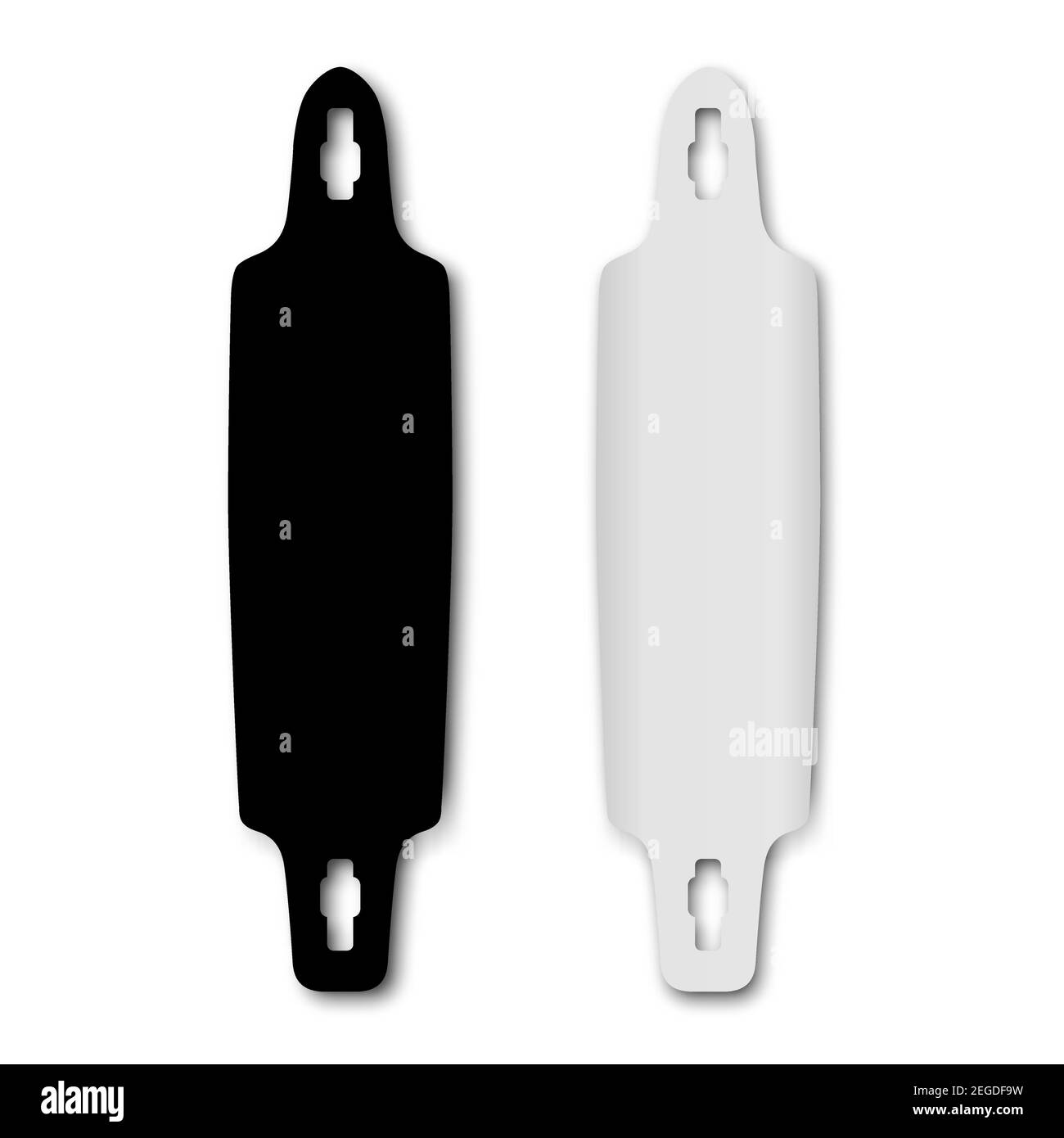 Plate-forme longue. Modèle vectoriel de planche à roulettes longue. Silhouette de skate de conception urbaine isolée sur fond. Collection active de skateboard et de longboard Illustration de Vecteur