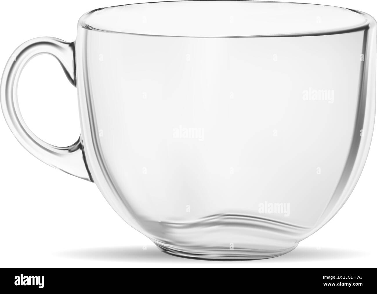 Maquette de tasse à café transparente. Mug transparent en verre à thé isolat. verrerie 3d réaliste avec cristal et réflexion. Tasse pour un Cappuccino parfait avec de la caféine A. Illustration de Vecteur