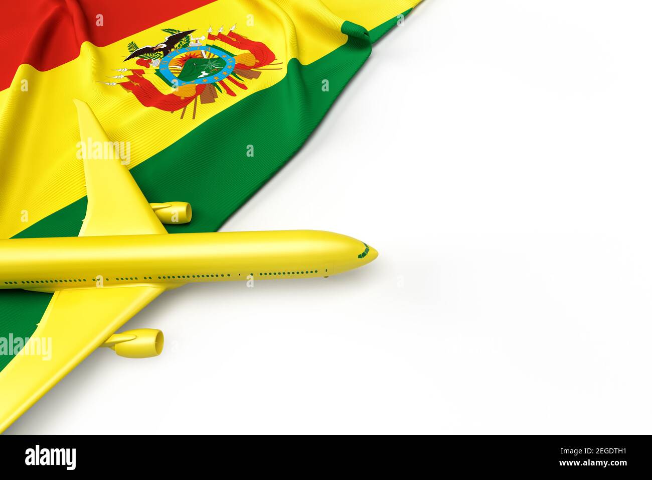 Avion passager et drapeau de la Bolivie. Illustration 3D Banque D'Images