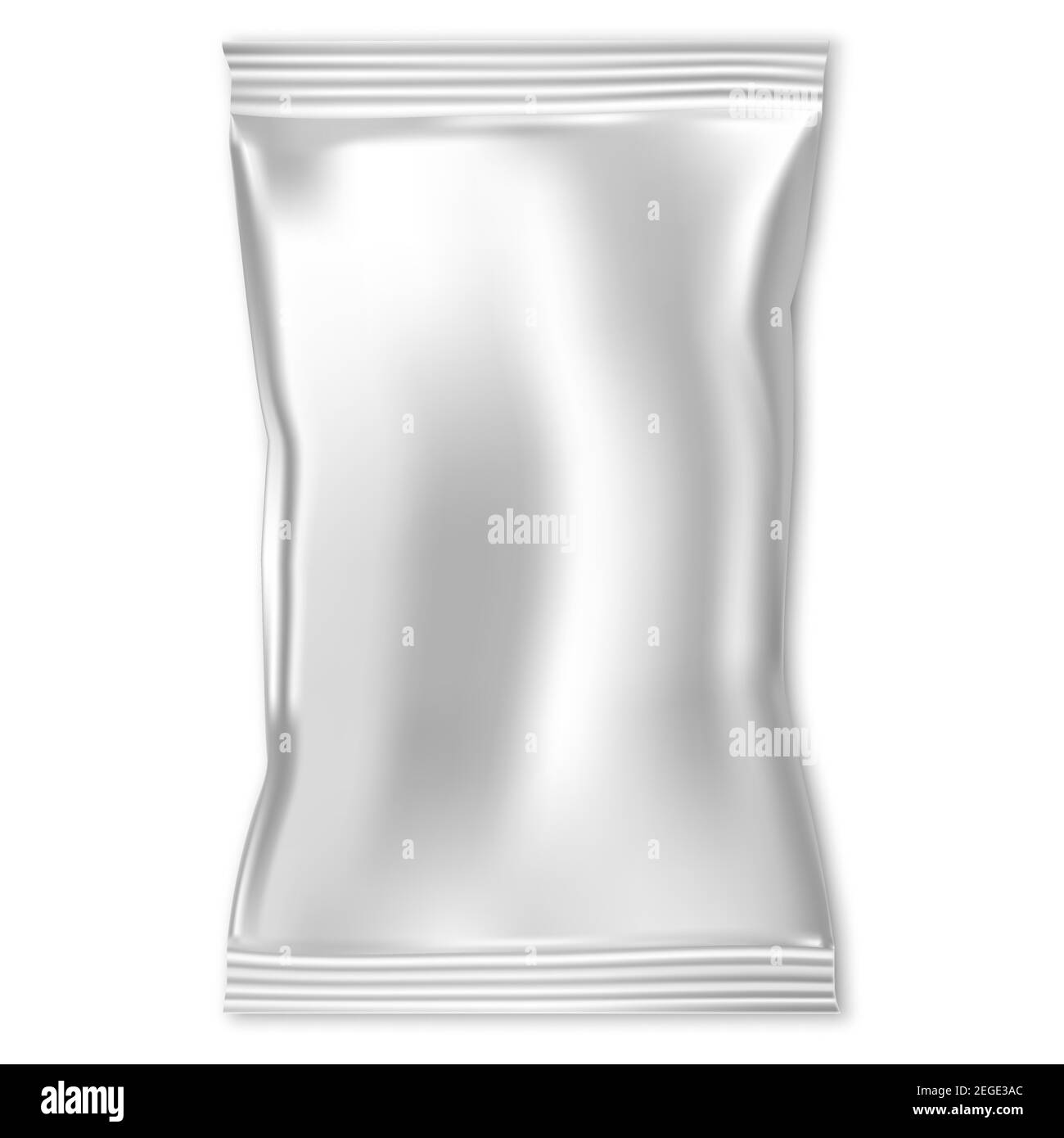 Maquette d'emballage de friandises. Pochette en papier d'aluminium pour encas. Modèle d'emballage en sachet plastique. Emballage en polyéthylène biscuit biscuit. Oreiller en chocolat Illustration de Vecteur