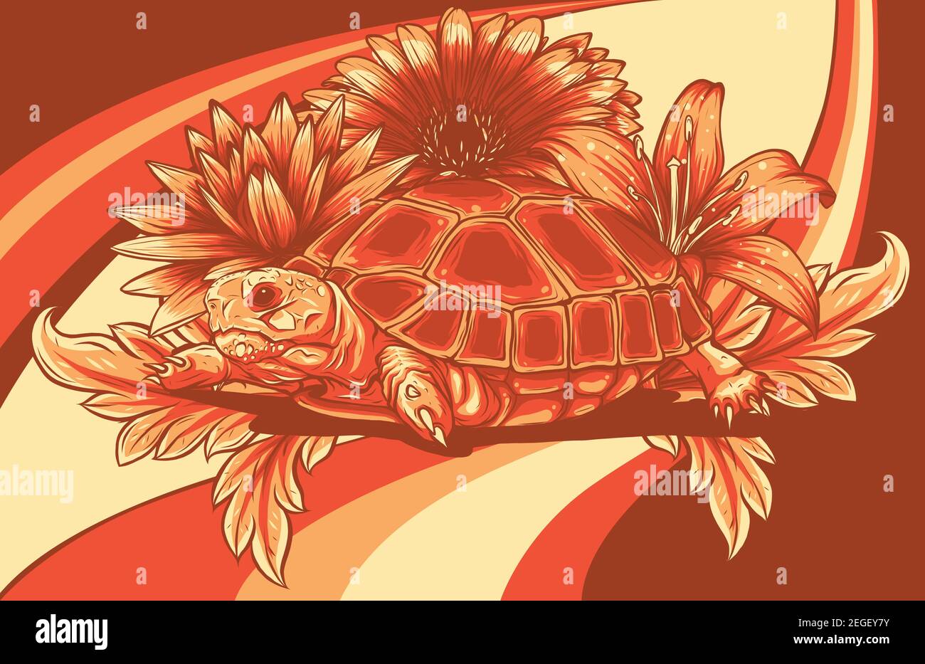 tortue avec fleurs dessins illustrations vectorielles Illustration de Vecteur