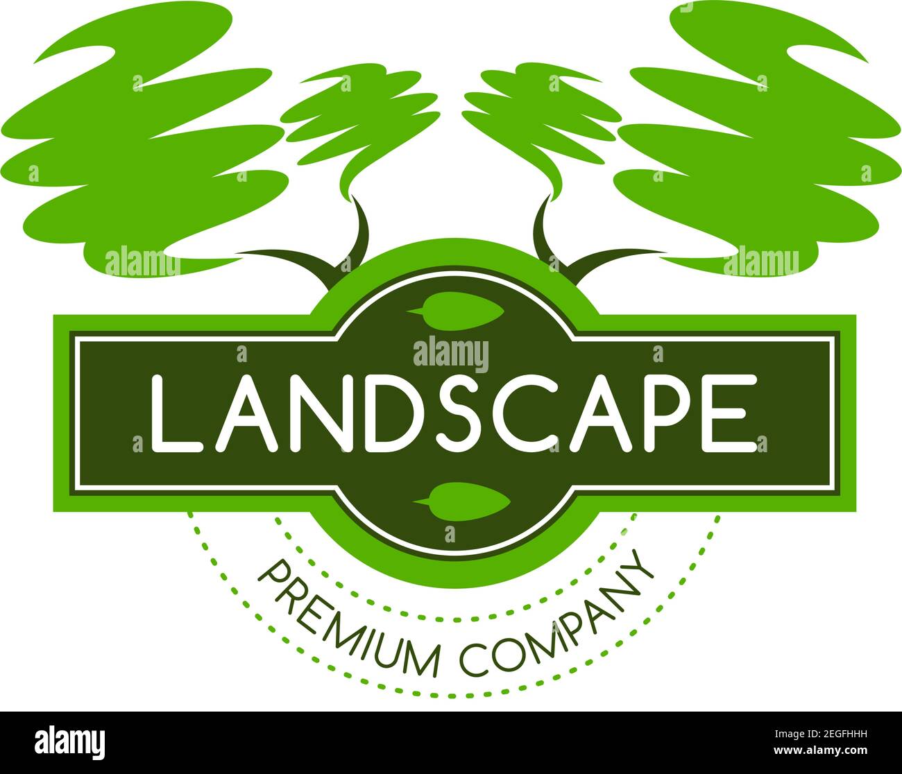 Modèle d'icône de forêt d'arbres verts pour une entreprise de conception d'aménagement paysager de qualité ou un projet d'éco-horticulture urbaine. Feuille d'arbre de parc vert plat Vector pour ville o Illustration de Vecteur