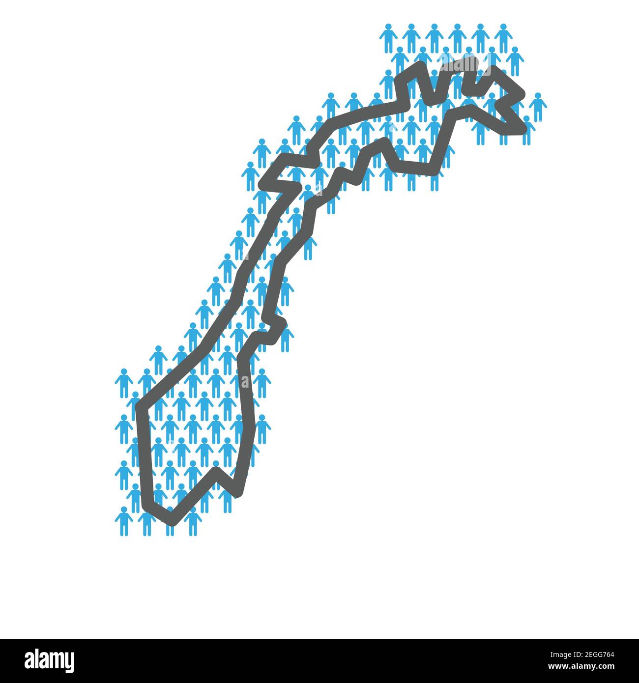 Carte de la population de la Norvège. Contour de pays fait à partir de chiffres de personnes Illustration de Vecteur