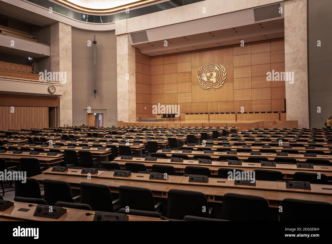 Salle de l'Assemblée au Palais des Nations - Office des Nations Unies - Genève, Suisse Banque D'Images