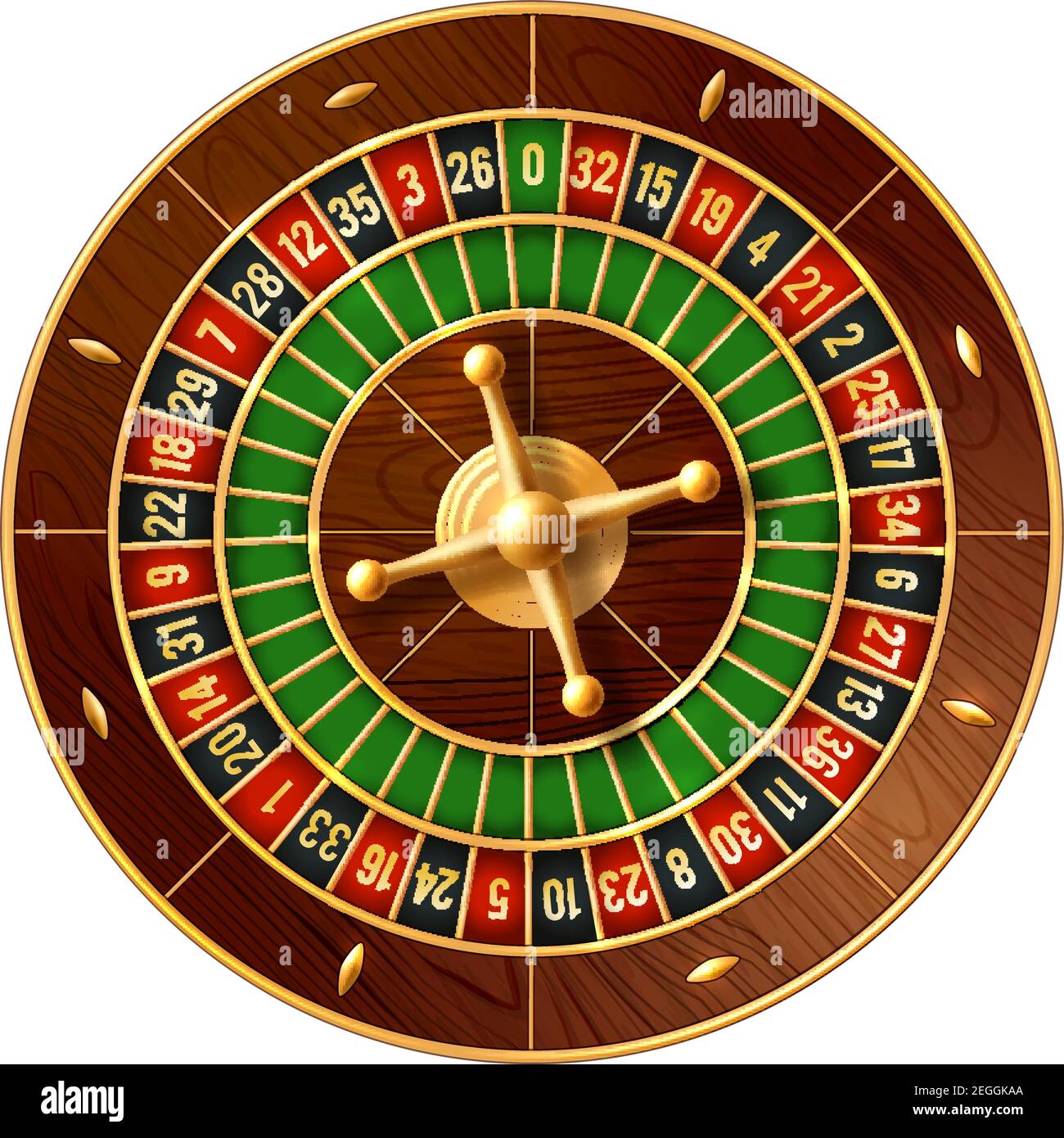 Casino roulette jeu de roulette 3d vecteur de l'industrie de jeu. Roulette  de style français ou américain avec piste de boule en bois et tourelle  dorée pour casin en ligne Image Vectorielle