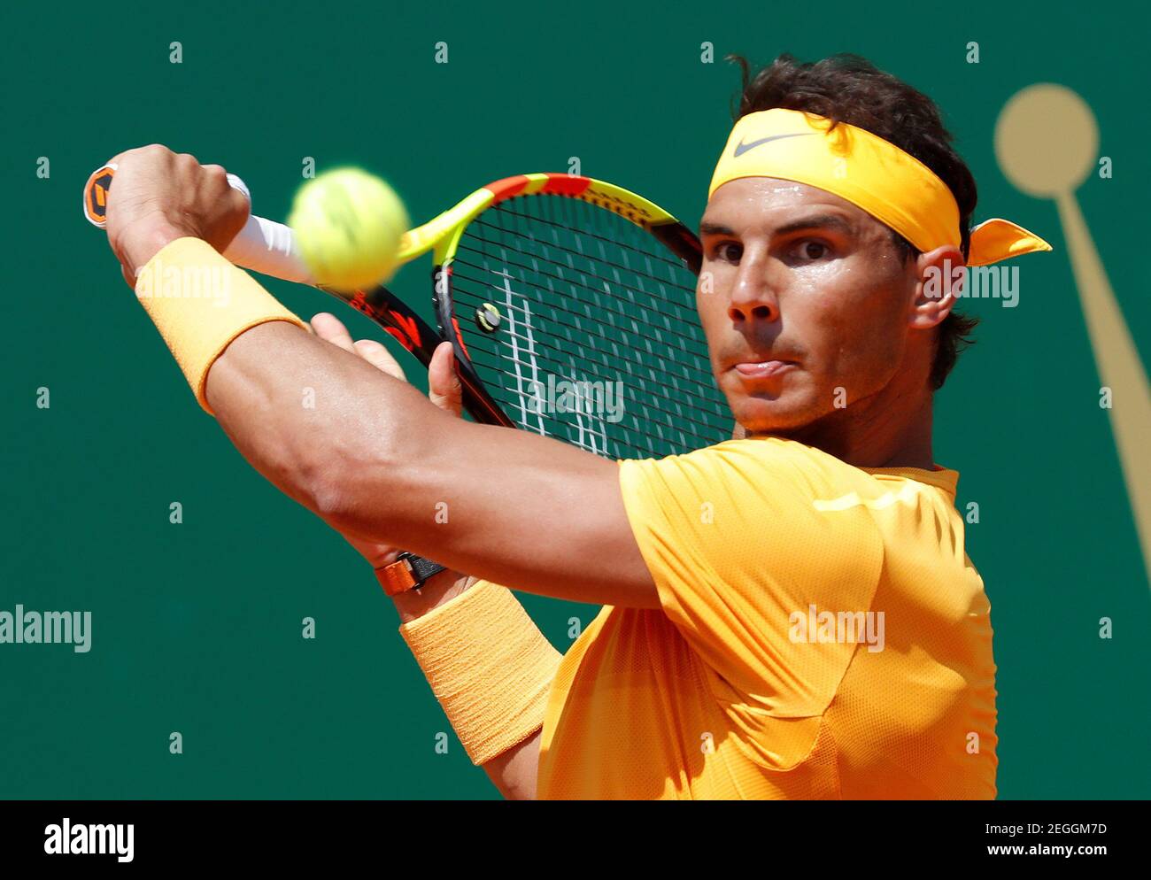 Tennis - ATP - Monte Carlo Masters - Monte-Carlo Country Club, Monte Carlo,  Monaco - 20 avril 2018 Rafael Nadal d'Espagne en action lors de son quart  de finale match contre Dominic