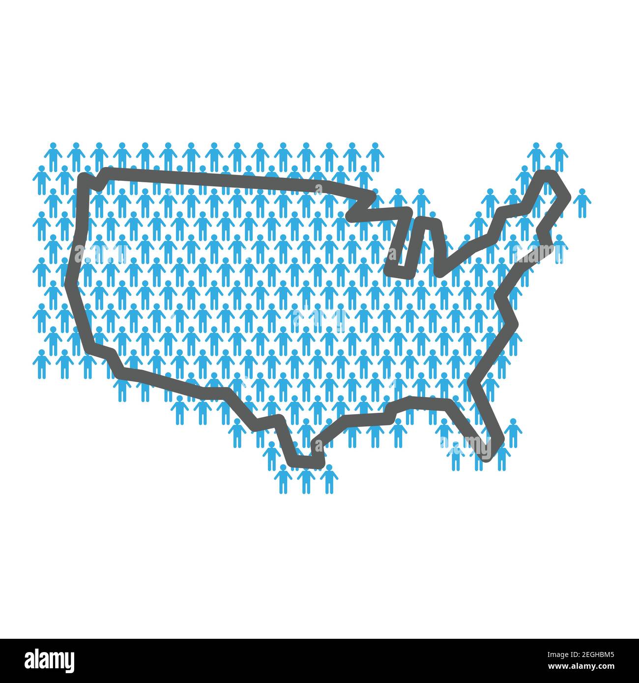 Carte de la population des États-Unis. Contour de pays fait à partir de chiffres de personnes Illustration de Vecteur