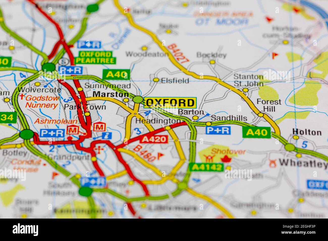 Oxford et ses environs sont indiqués sur une carte routière ou carte  géographique Photo Stock - Alamy