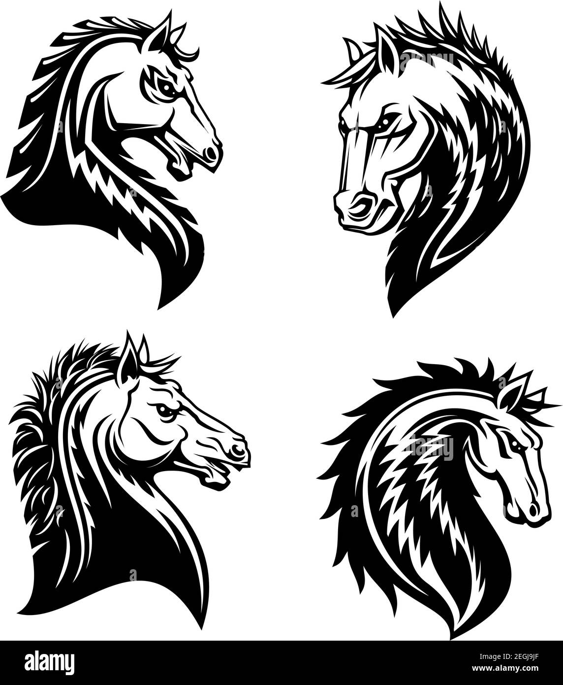 Tatouage Cheval Noir Et Blanc Image Vectorielle Stock Alamy