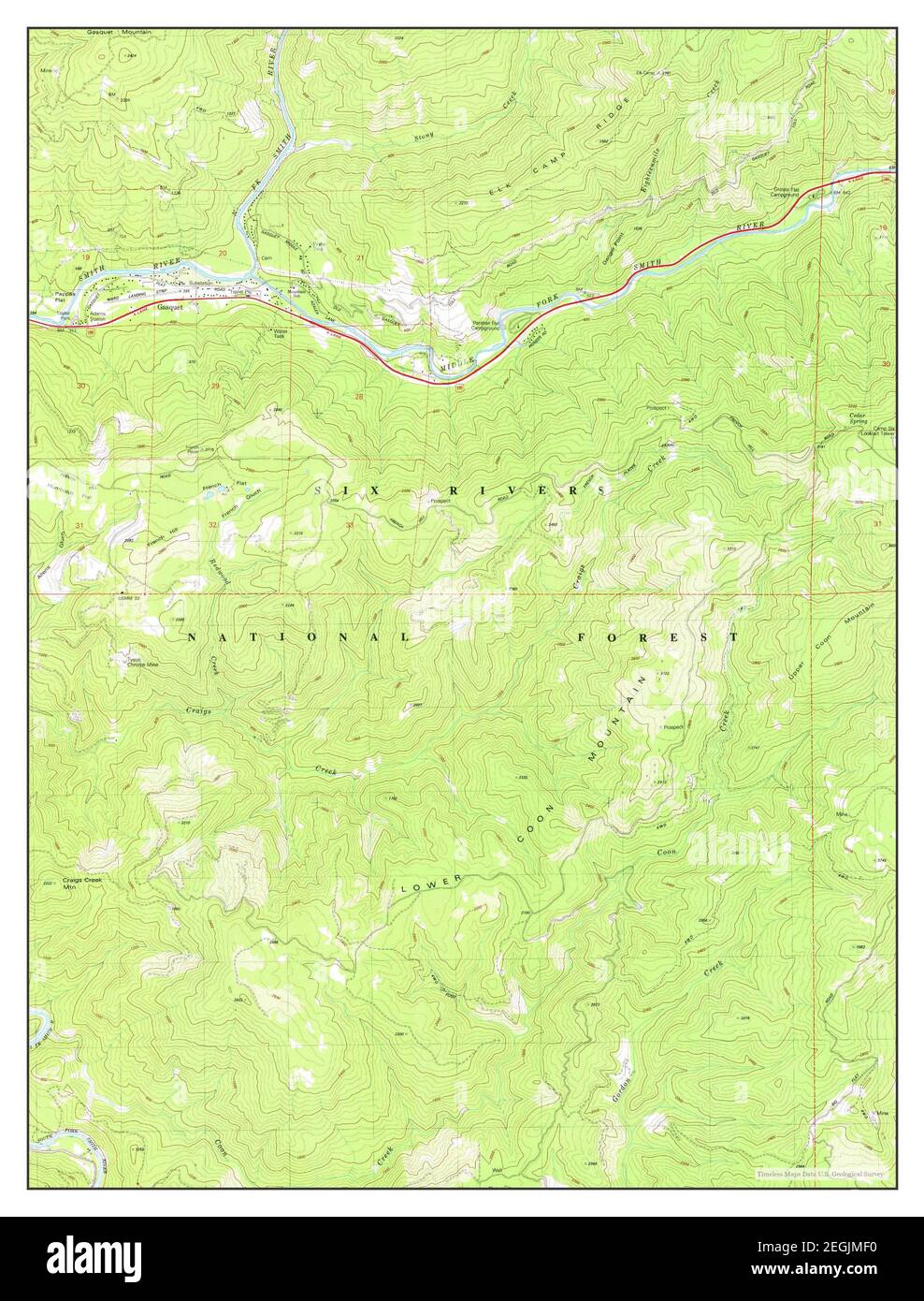 Gasquet, Californie, carte 1981, 1:24000, États-Unis d'Amérique par Timeless Maps, données U.S. Geological Survey Banque D'Images