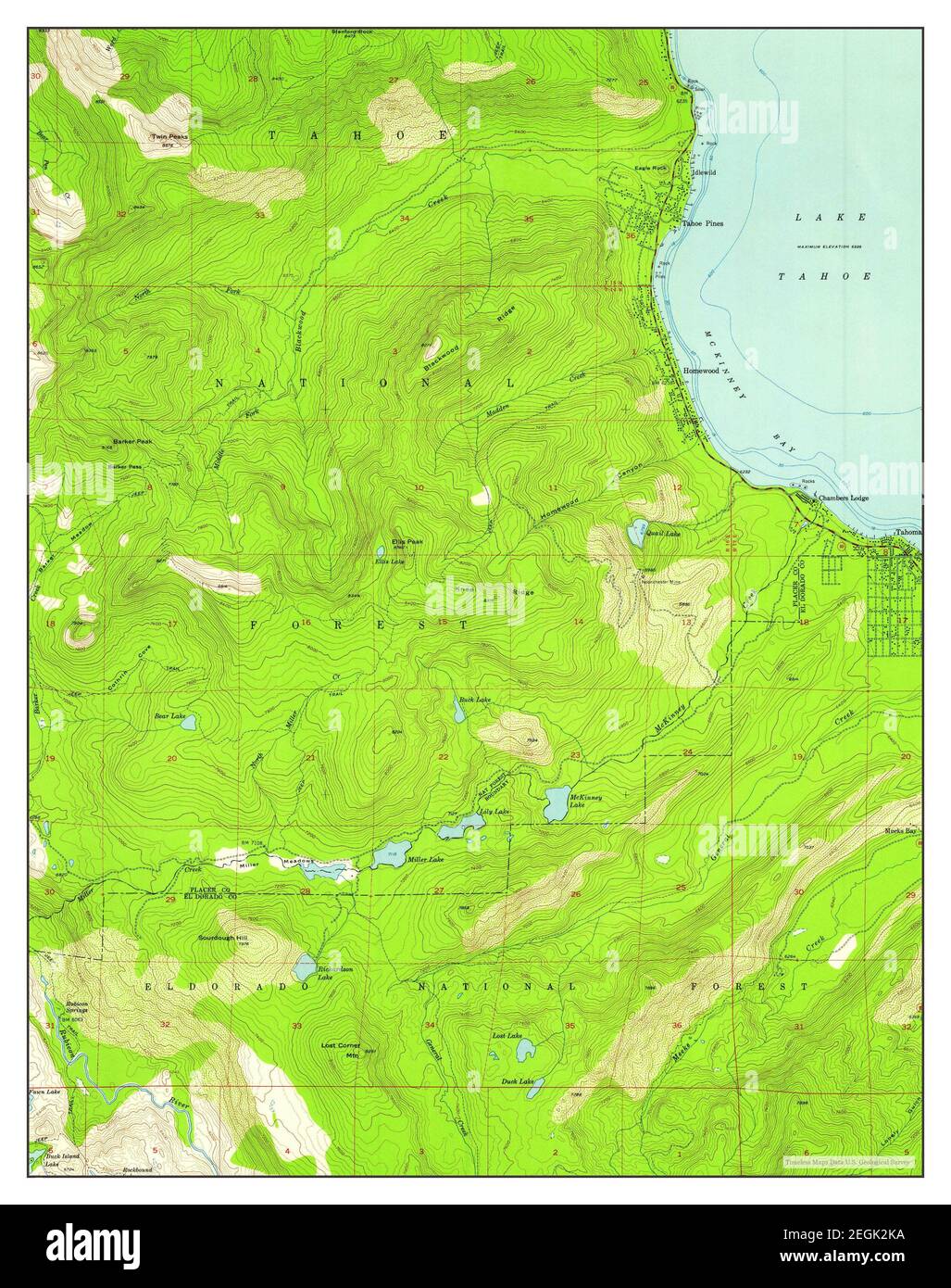 Homewood, Californie, carte 1955, 1:24000, États-Unis d'Amérique par Timeless Maps, données U.S. Geological Survey Banque D'Images