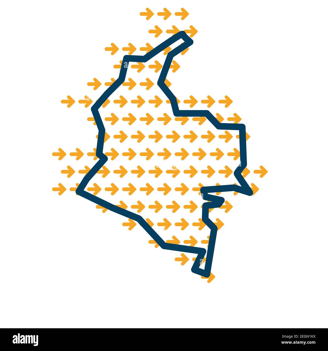 Colombie carte simple avec flèches de guidage jaunes. Illustration de Vecteur