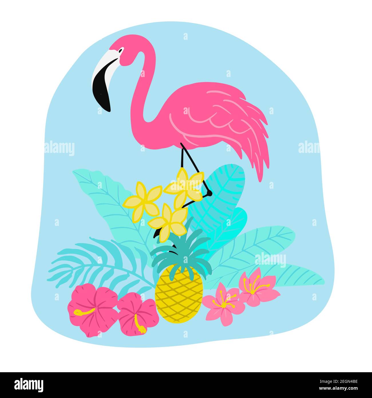 Image lumineuse de flamants roses, fleurs tropicales Illustration de Vecteur