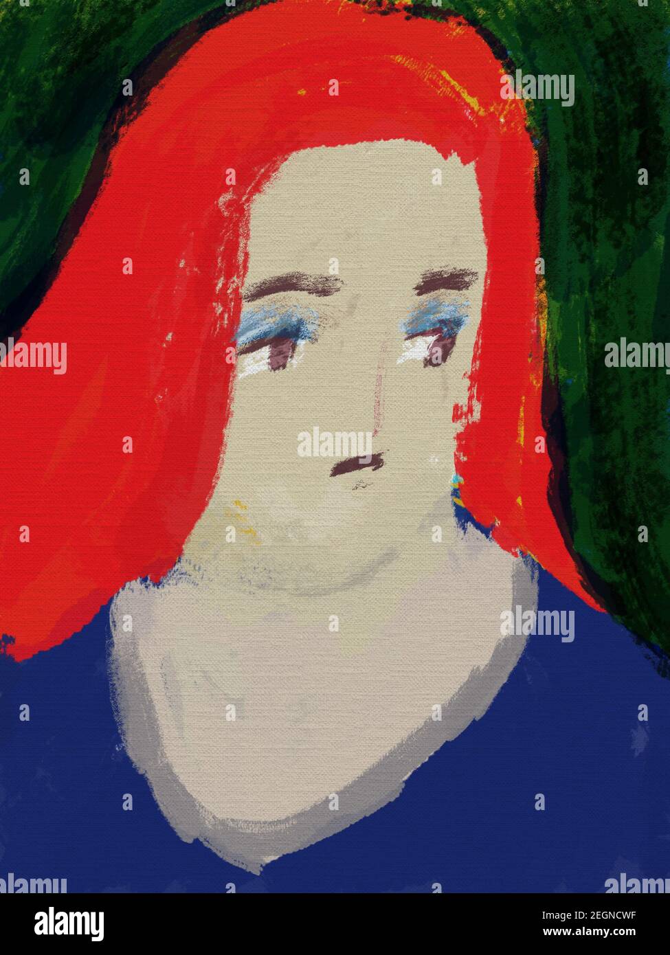 triste femme portrait dessin peinture Banque D'Images