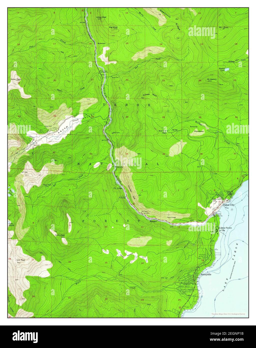 Tahoe City, Californie, carte 1955, 1:24000, États-Unis d'Amérique par Timeless Maps, données U.S. Geological Survey Banque D'Images