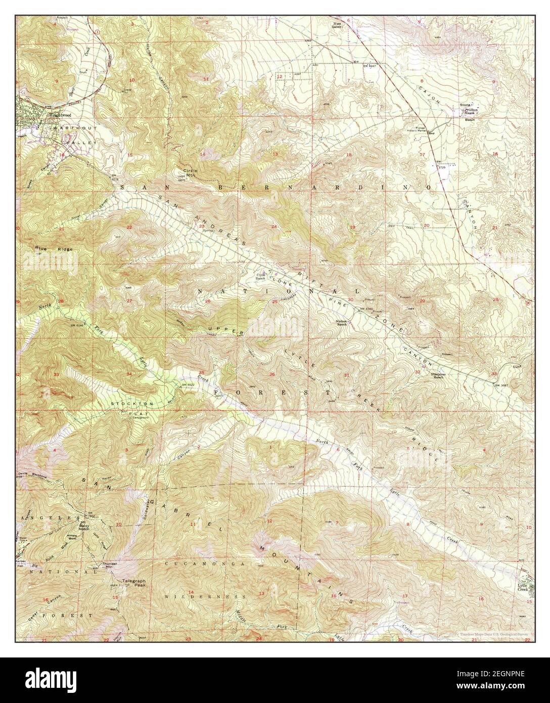 Telegraph Peak, Californie, carte 1956, 1:24000, États-Unis d'Amérique par Timeless Maps, données U.S. Geological Survey Banque D'Images