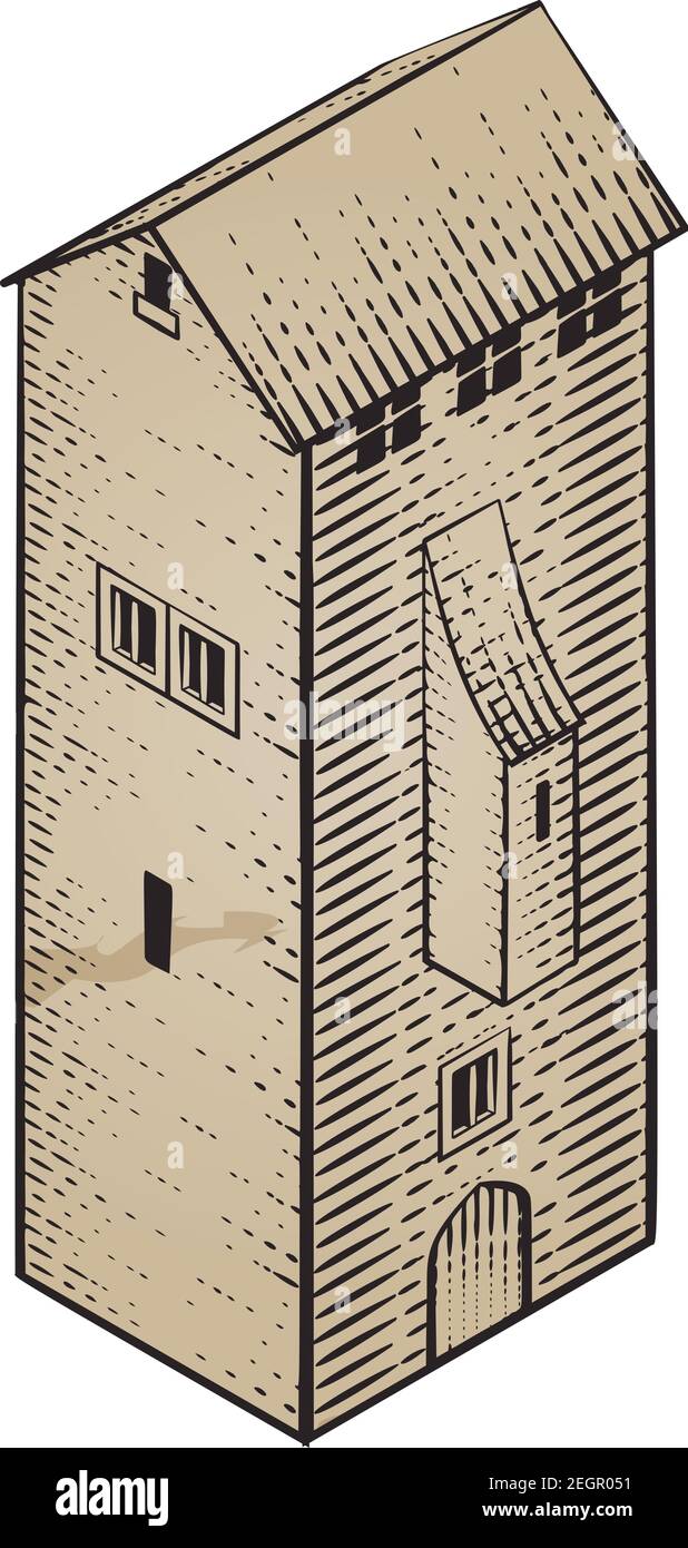Carte du bâtiment médiéval icône Illustration ancienne Illustration de Vecteur