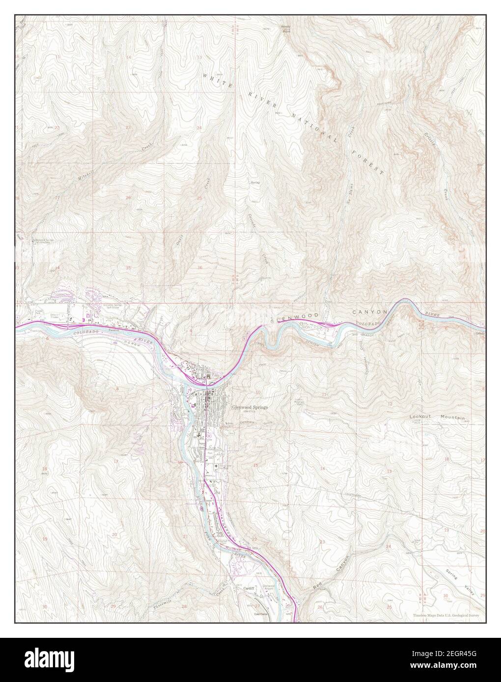 Carte du colorado de glenwood springs Banque d'images détourées Alamy