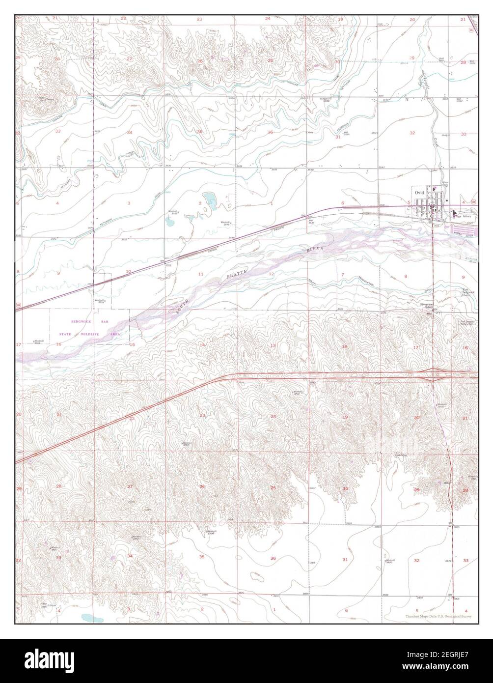 Ovid, Colorado, carte 1953, 1:24000, États-Unis d'Amérique par Timeless Maps, données U.S. Geological Survey Banque D'Images