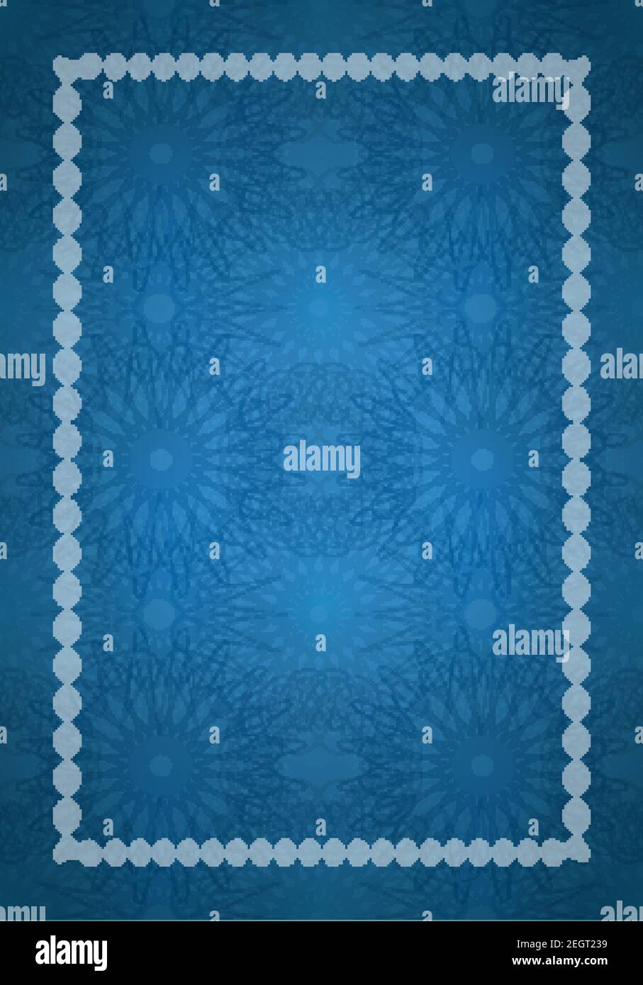 Certificat de luxe gagnant, modèle de conception vertikale, diplôme vierge avec guilloches et texte dans les tons bleu et blanc Illustration de Vecteur