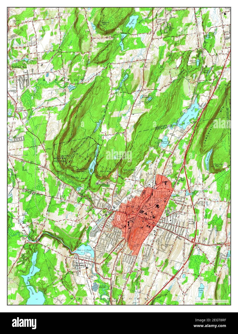 Meriden, Connecticut, carte 1955, 1:24000, États-Unis d'Amérique par Timeless Maps, données U.S. Geological Survey Banque D'Images