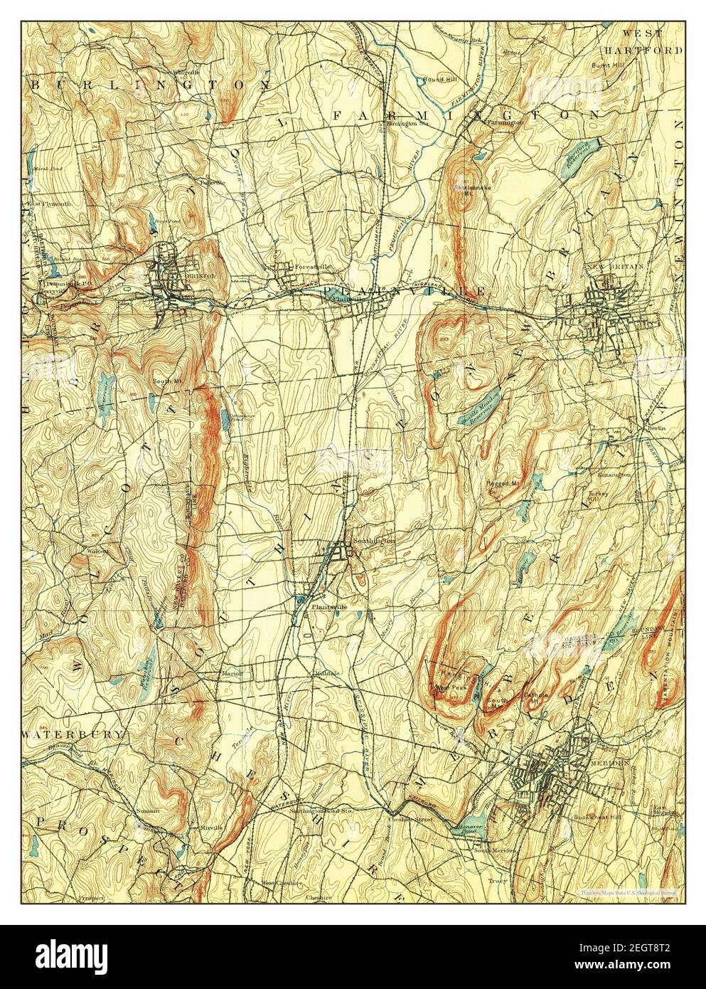 Meriden, Connecticut, carte 1893, 1:62500, États-Unis d'Amérique par Timeless Maps, données U.S. Geological Survey Banque D'Images