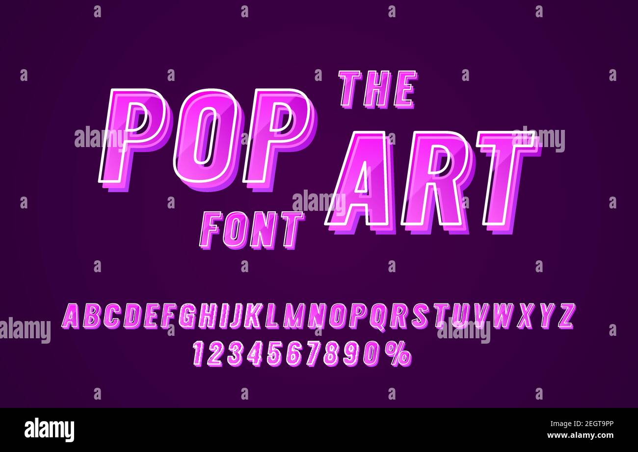 Collection de jeux de polices pop art, symboles de lettres et de chiffres. Illustration vectorielle Illustration de Vecteur