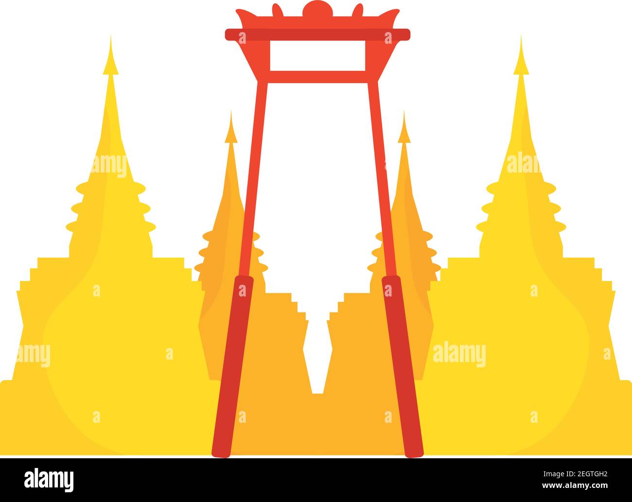 arc asiatique structure rouge et or châteaux silhouettes illustration vectorielle conception Illustration de Vecteur