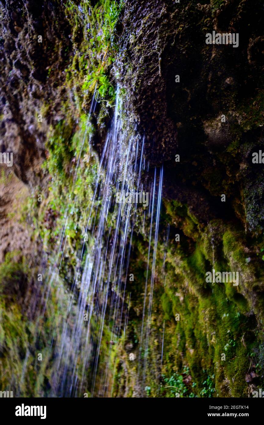 eau sortant du mur de pierre 'rinnende wand' près de molln, en haute-autriche Banque D'Images