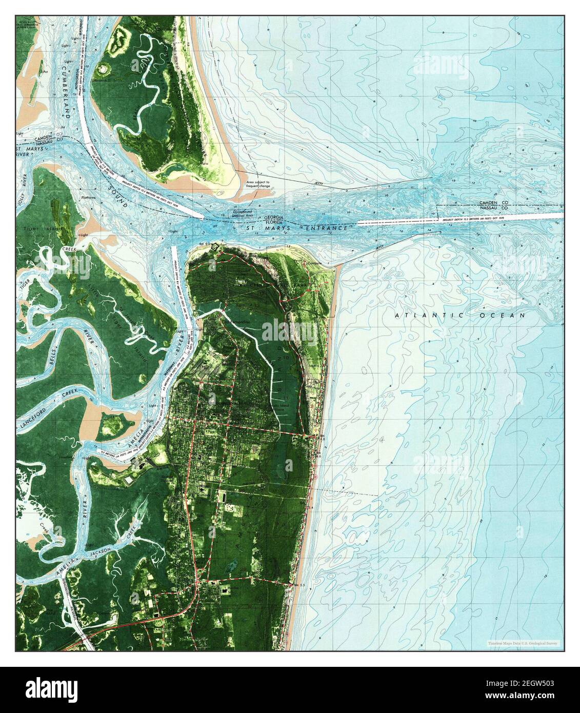 Fernandina Beach, Floride, carte 1981, 1:24000, États-Unis d'Amérique par Timeless Maps, données U.S. Geological Survey Banque D'Images