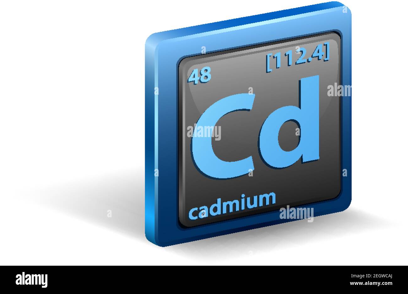 Élément chimique cadmium. Symbole chimique avec numéro atomique et masse atomique. Illustration Illustration de Vecteur