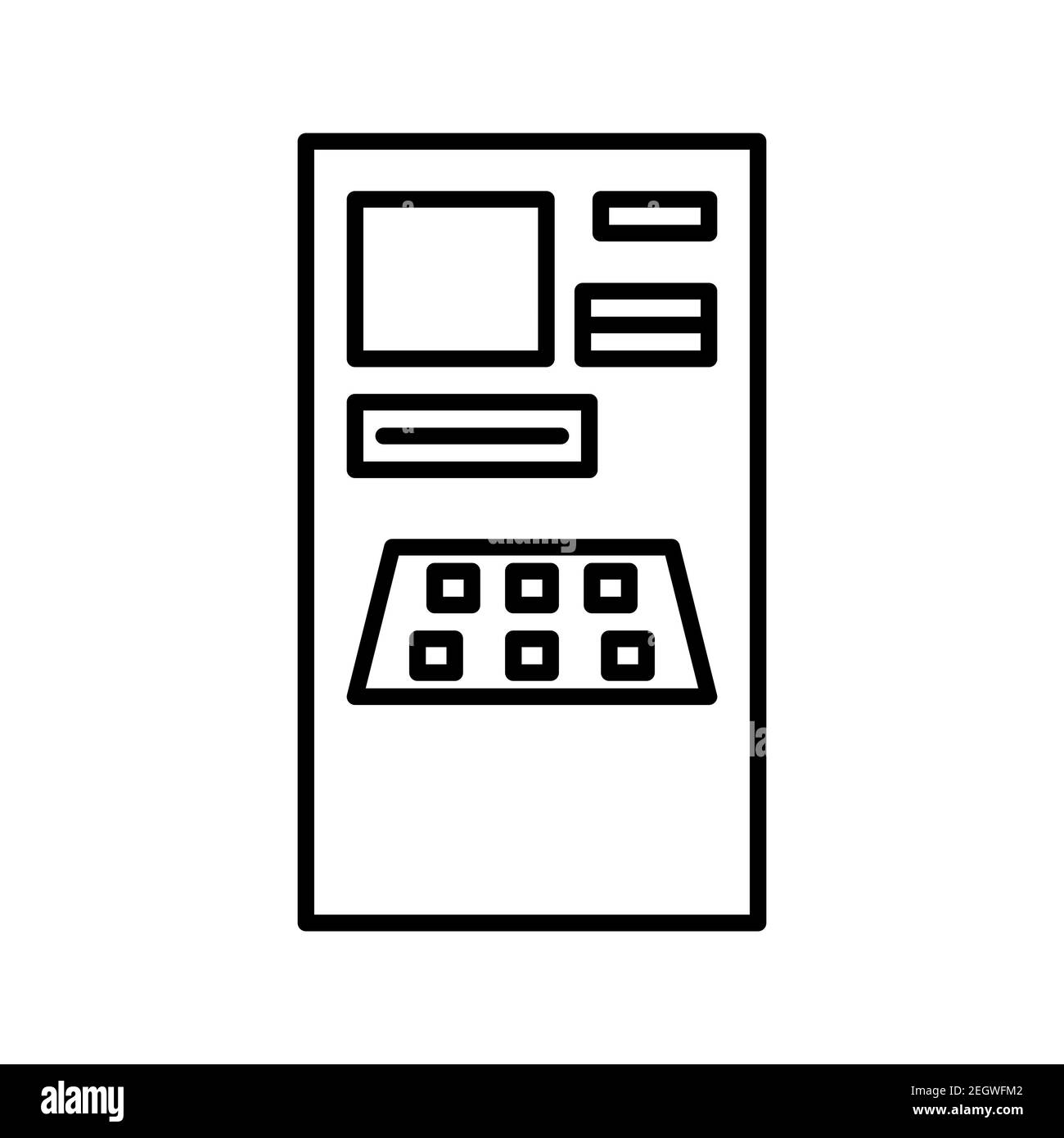 Illustration de l'icône de vecteur de ligne de la machine à billets isolée en blanc arrière-plan Banque D'Images
