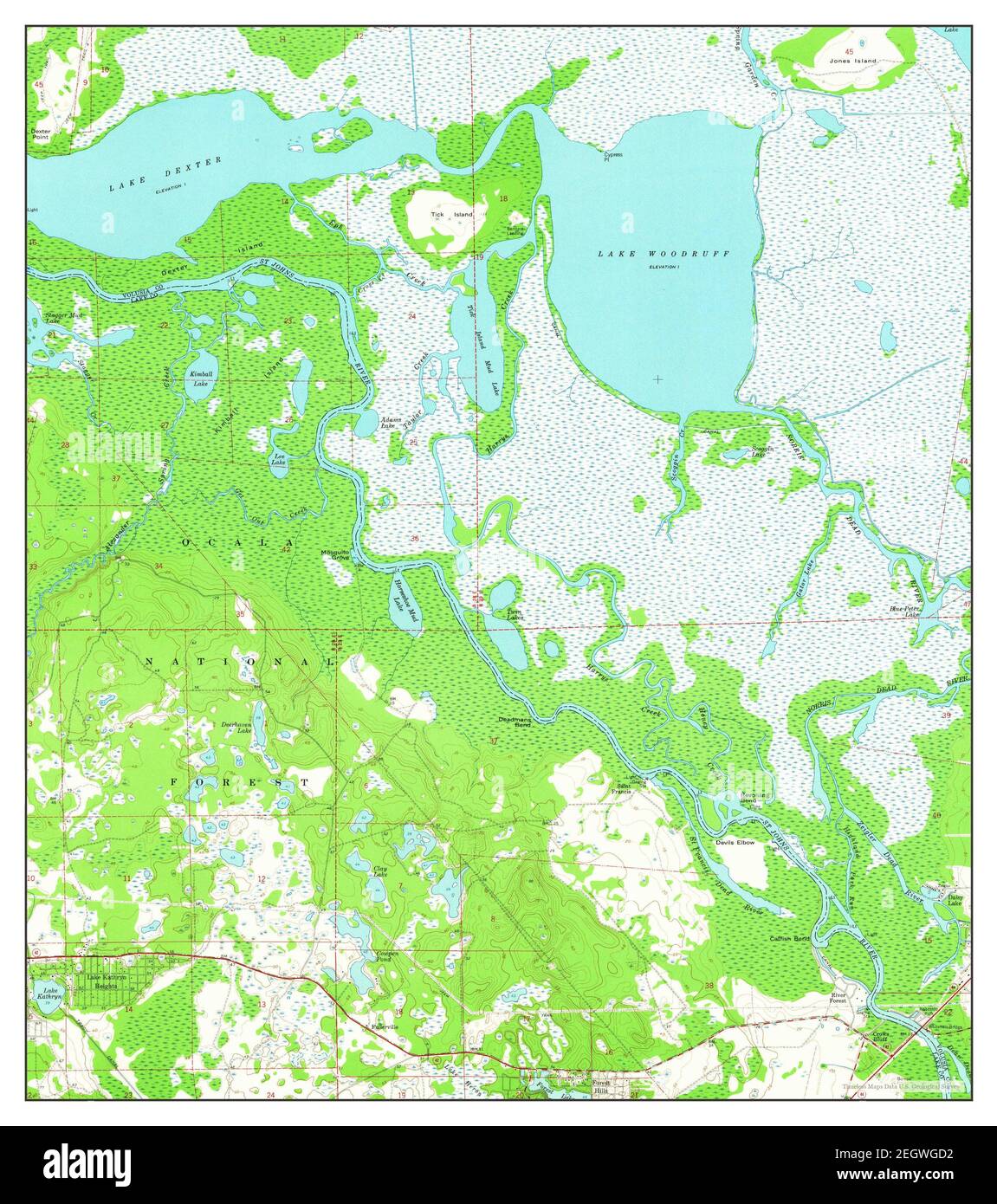 Lake Woodruff, Floride, carte 1962, 1:24000, États-Unis d'Amérique par Timeless Maps, données U.S. Geological Survey Banque D'Images