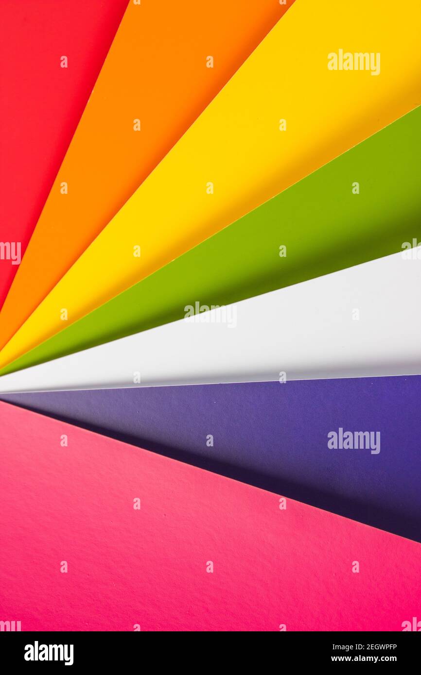 Arrière-plan multicolore et lumineux. Guide de palette de couleurs sur fond blanc. Guide des couleurs pour la conception. Banque D'Images