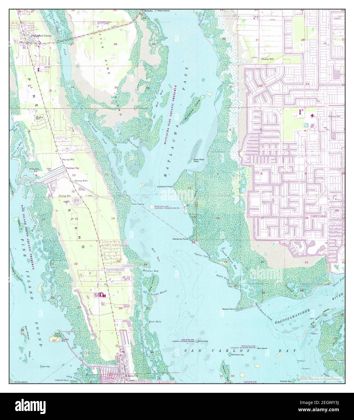 Pine Island Center, Floride, carte 1958, 1:24000, États-Unis d'Amérique par Timeless Maps, données U.S. Geological Survey Banque D'Images